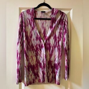 Pink Cream and Gray Lightweight Wool Cardigan